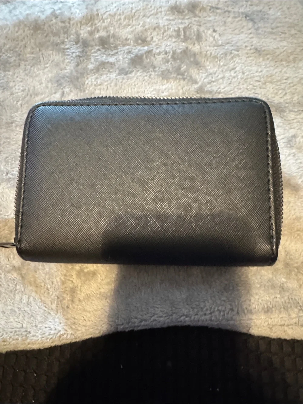 Black Zip-Around Saffiano Card Holder